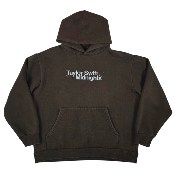 Official Taylor Swift Midnights Snow On The Beach Hoodie Sweatshirt Brown Size L